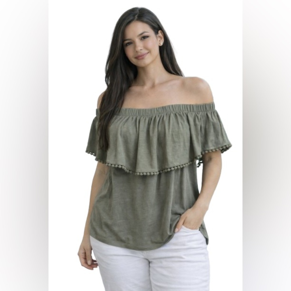 Denim & Co Women's Convertible Off-Shoulder Strapless Blouse Top L